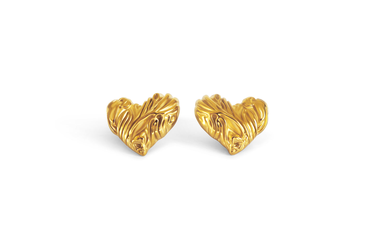 "Adore" Texured Heart Earrings