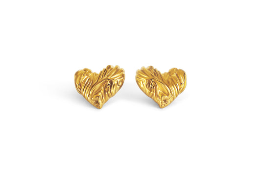 "Adore" Texured Heart Earrings