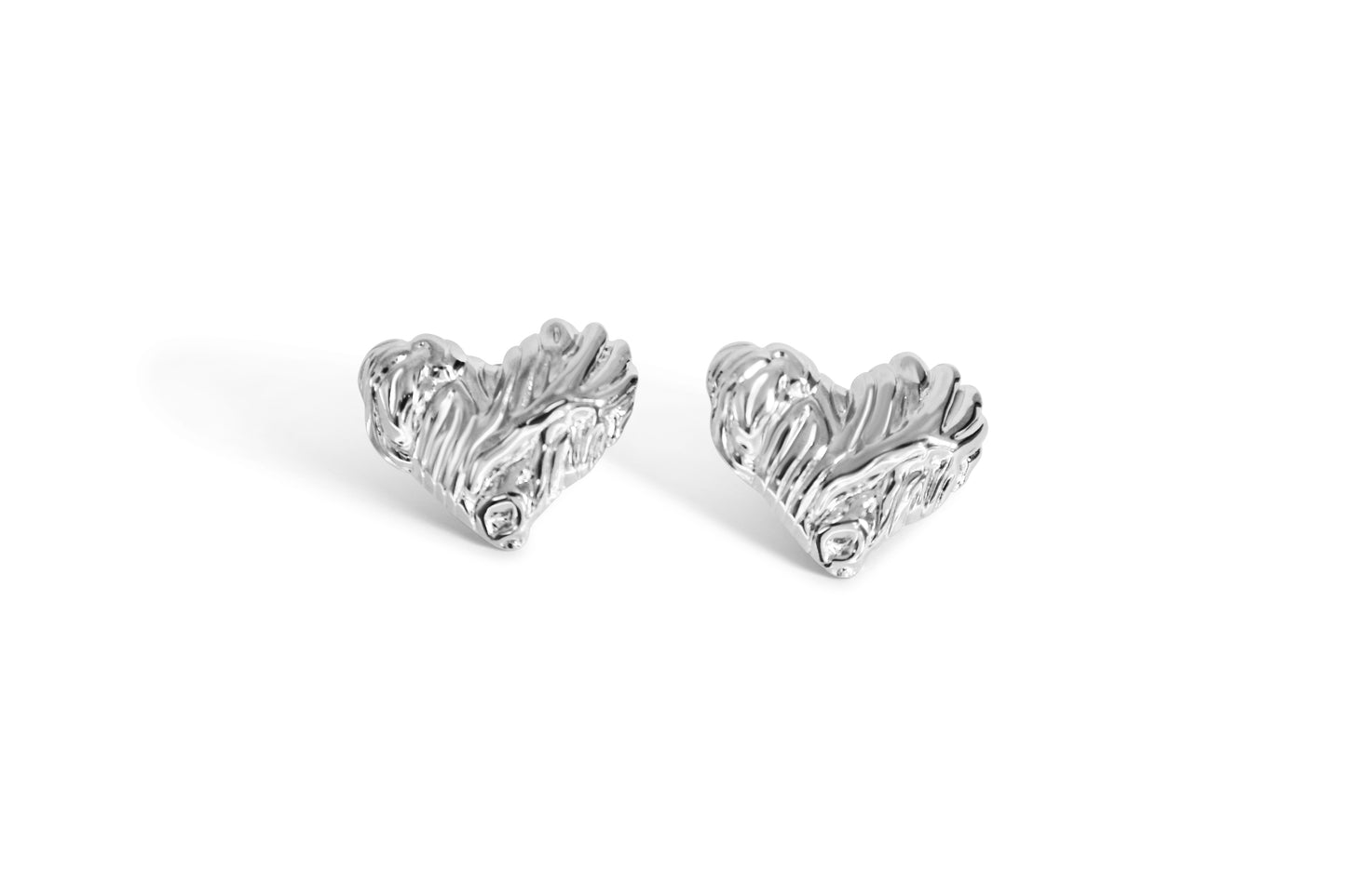 "Adore" Texured Heart Earrings